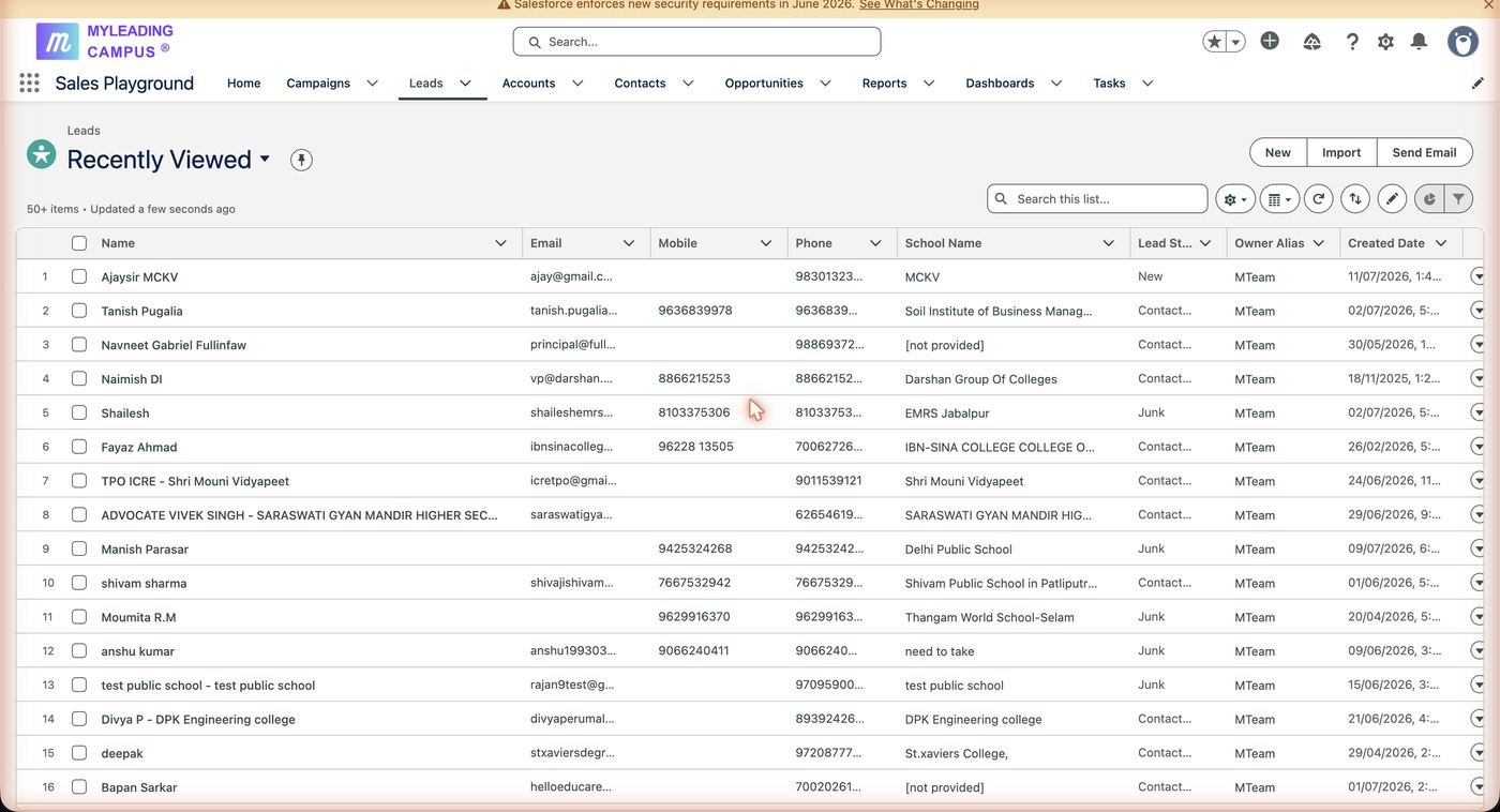 Leads list